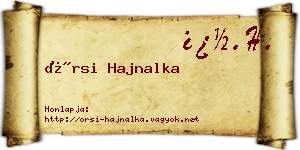 Örsi Hajnalka névjegykártya